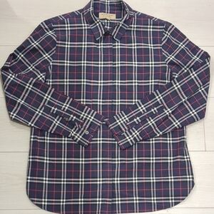 Burberry Men's Plaid Shirt  Size Large Pt 20" - Navy, Red, and White